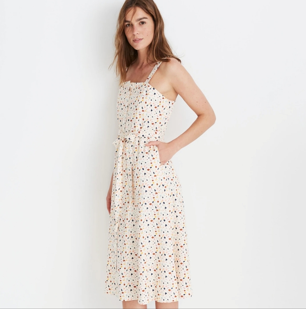 Madewell Square Neck Tank Midi Dress Terrazzo Size 0